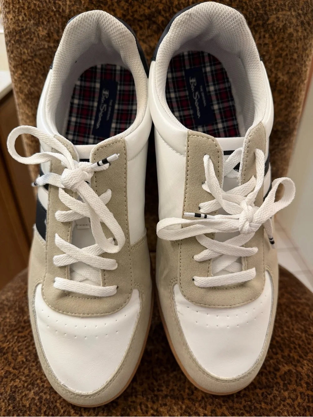 Ben Sherman White, Black & Tan Low-Top Sneakers